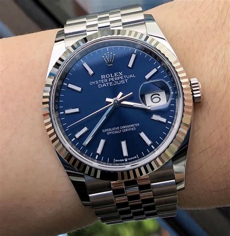 mens rolex blue face|Rolex just date blue.